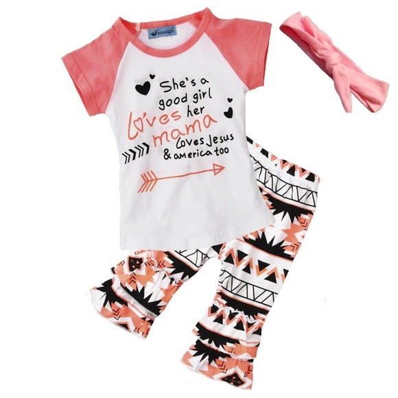 Other - 3 piece set size 18-24 months ruffle pants top headband